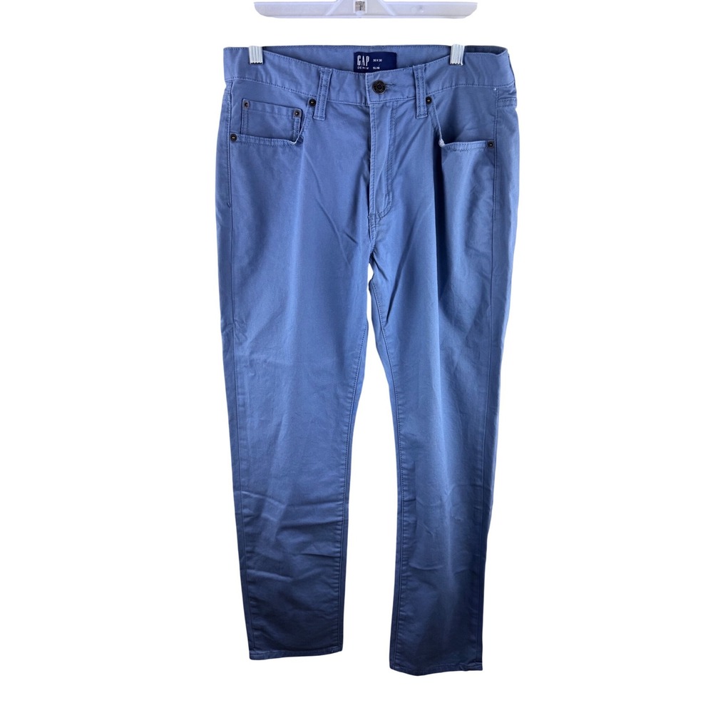 Gap Slim Stretch Chinos Mens 30x30 Blue Cotton Blend Minimalist